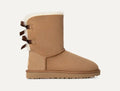 Cizme tip UGG cu fundițe decorative – Maro camel