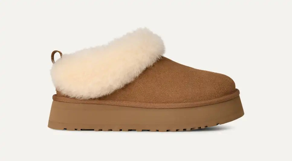 Papuci tip UGG cu blană și platformă – Maro camel
