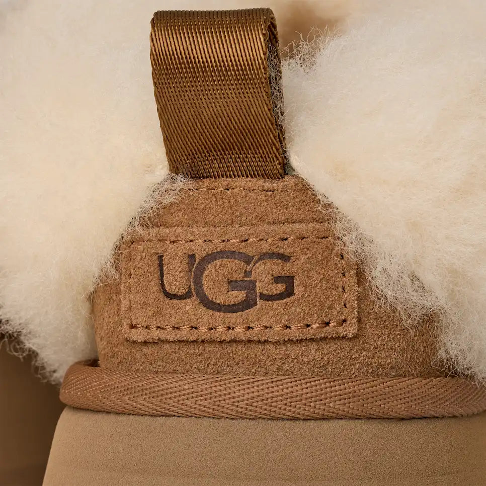 Papuci tip UGG cu blană și platformă – Maro camel